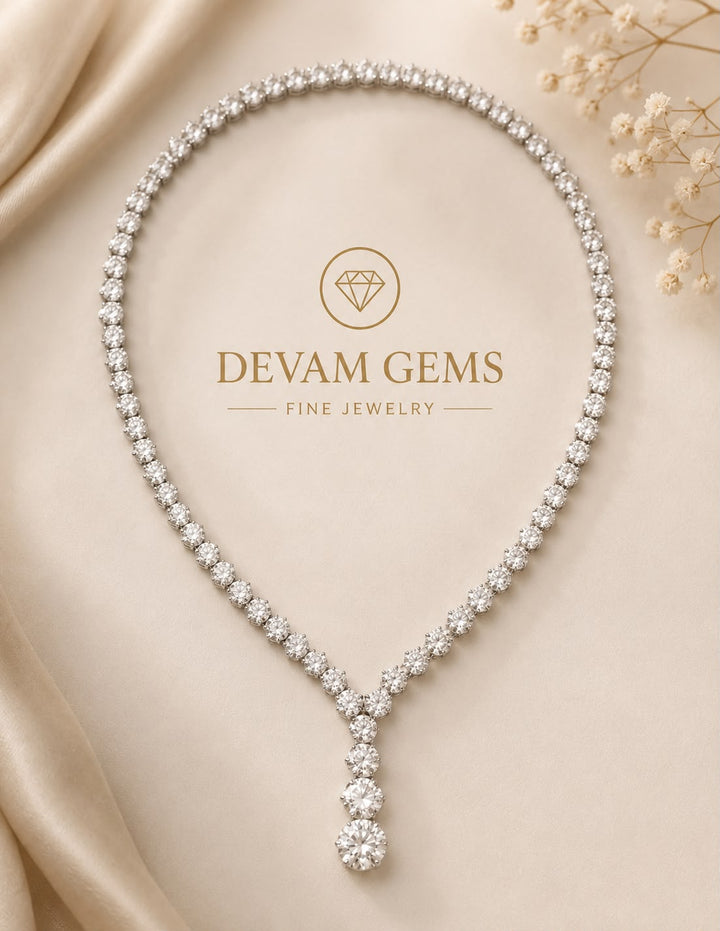 Round Brilliant Diamond Tennis Necklace