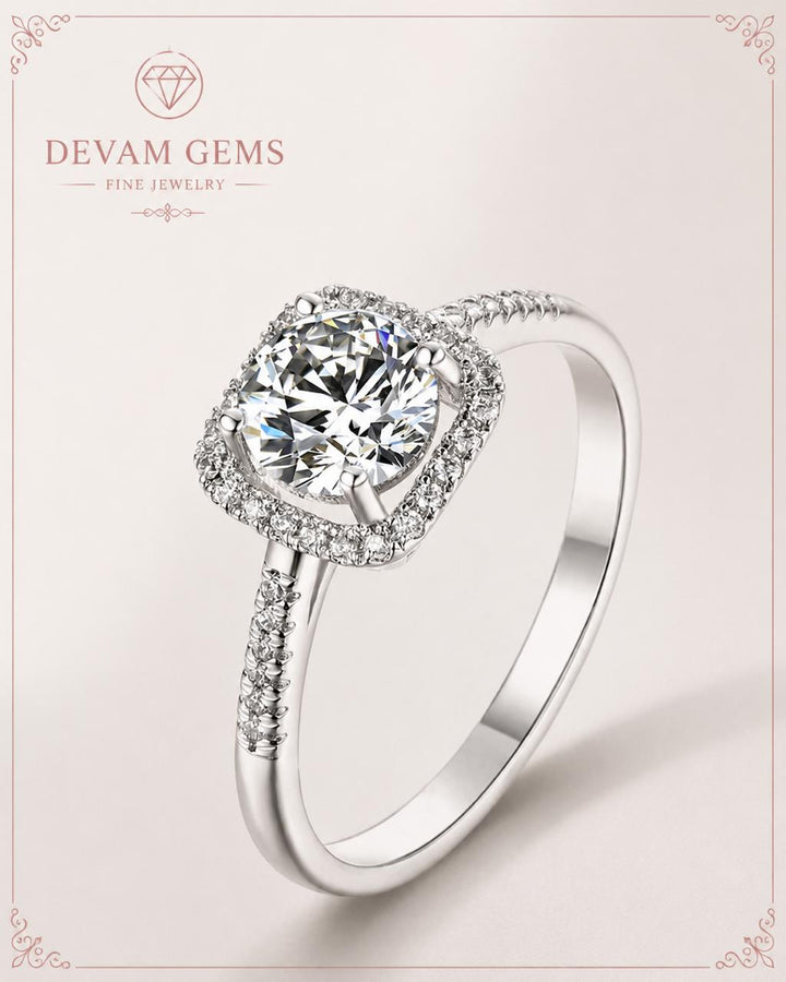 Timeless Halo Solitaire Ring