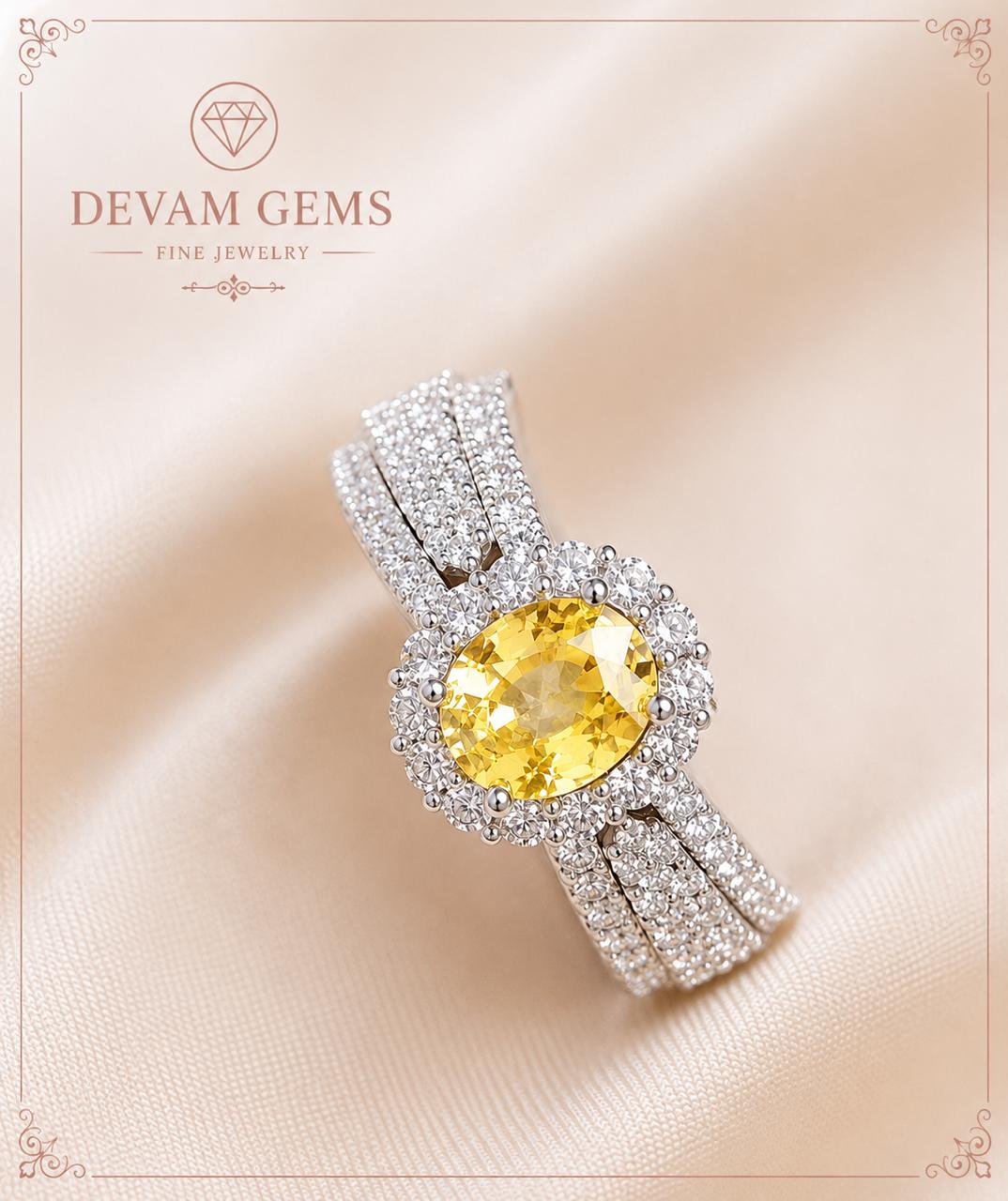 Radiant Yellow Halo Gemstone Ring