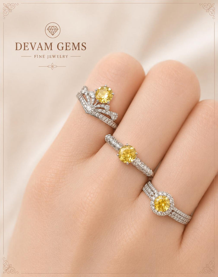 Radiant Yellow daimond Ring Collection | Devam Gems