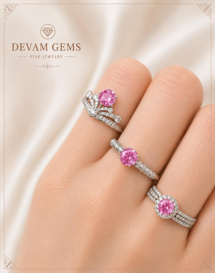 Pink daimond Ring Collection | Elegant Statement Rings by Devam Gems