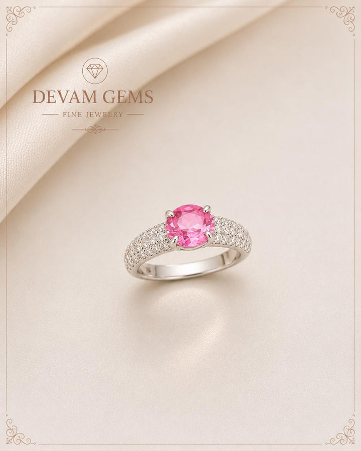 Pink daimond Pavé Ring – A Touch of Timeless Romance