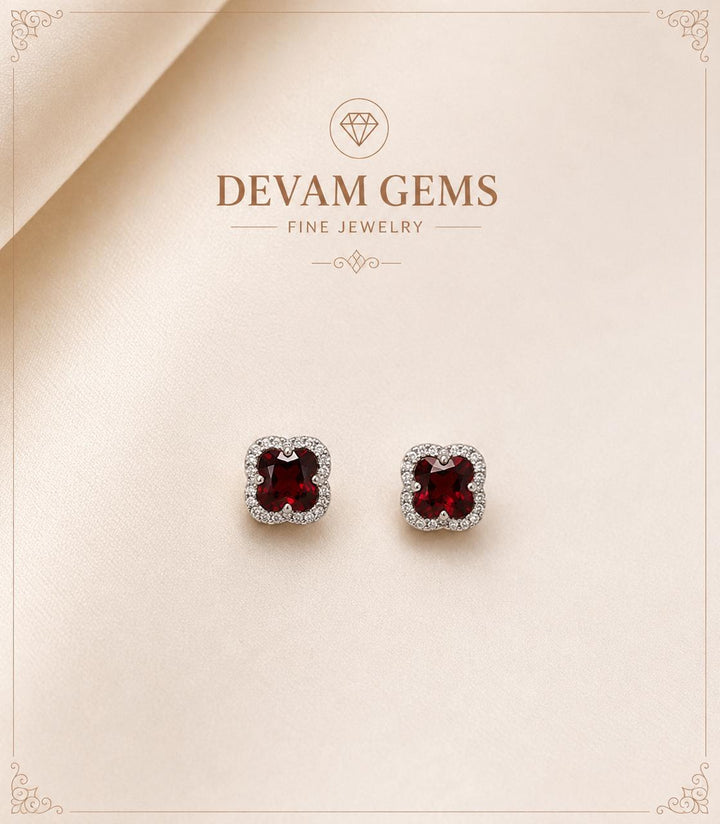 Cushion-Cut Diamond Halo Stud Earrings |