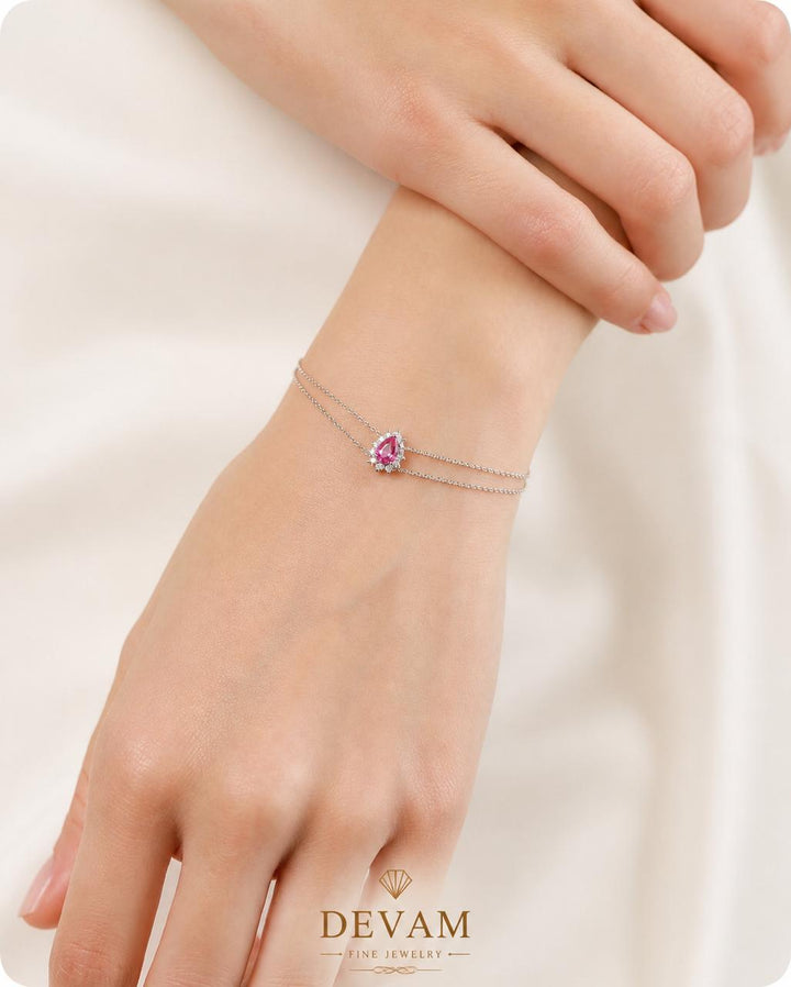 Pink Teardrop Halo Bracelet