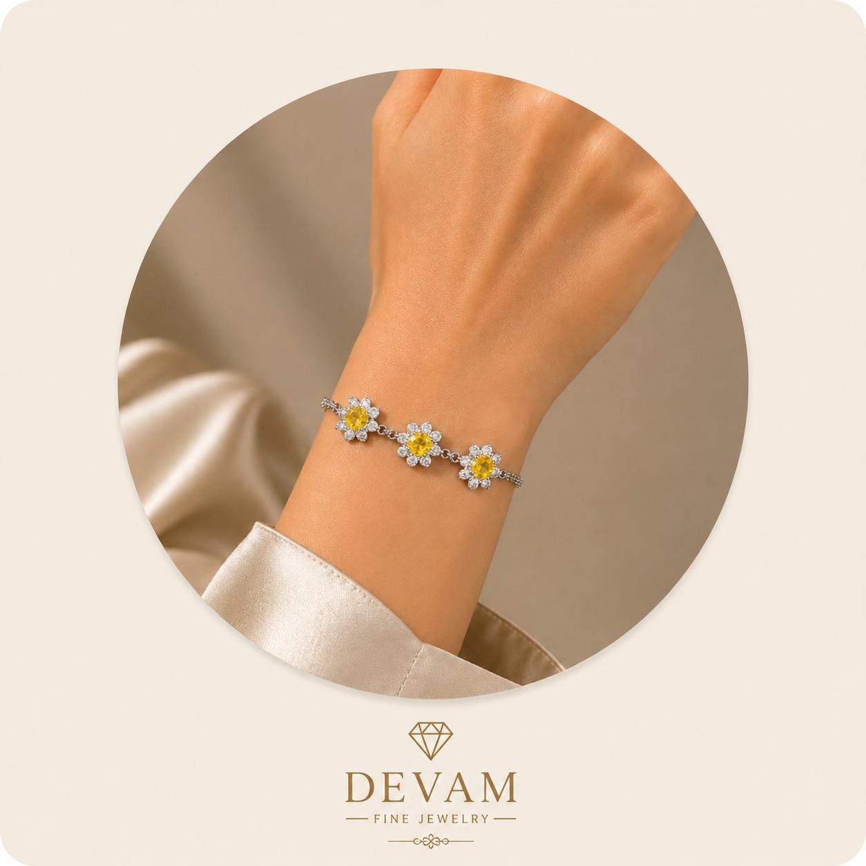 Sunflower Bloom Diamond Bracelet