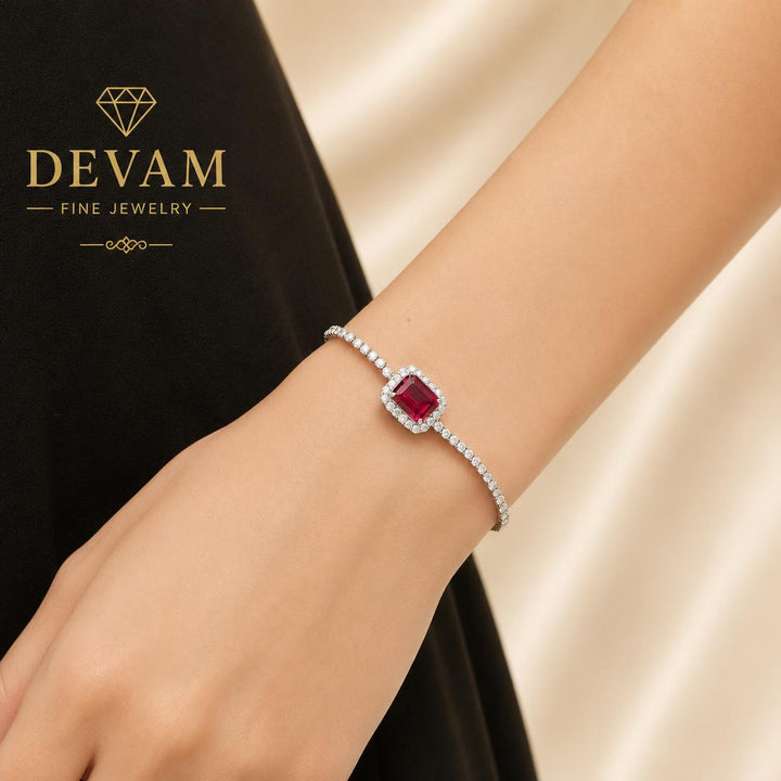 Royal Ruby Halo Tennis Bracelet