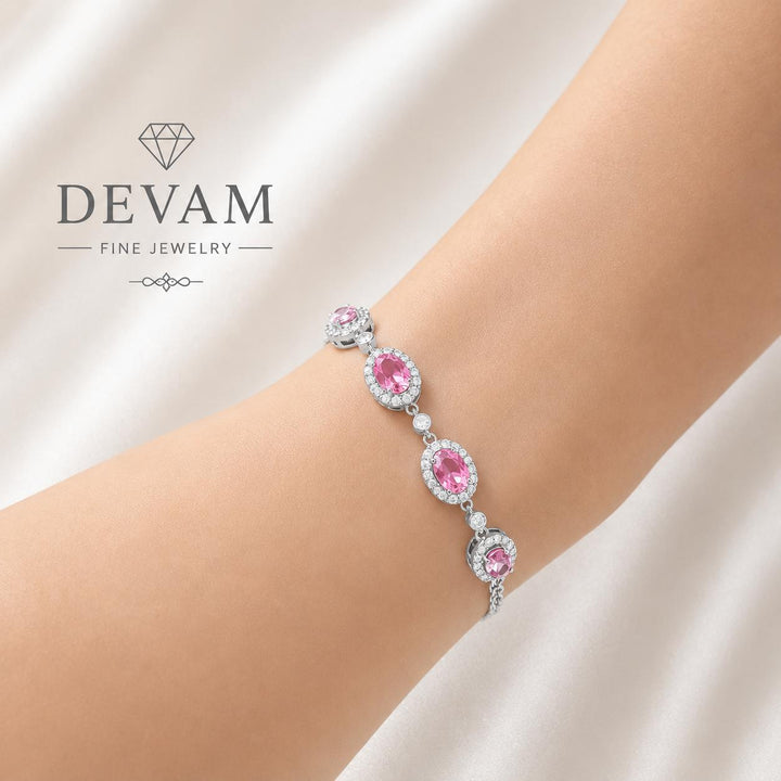 Blush Oval Halo Link Bracelet