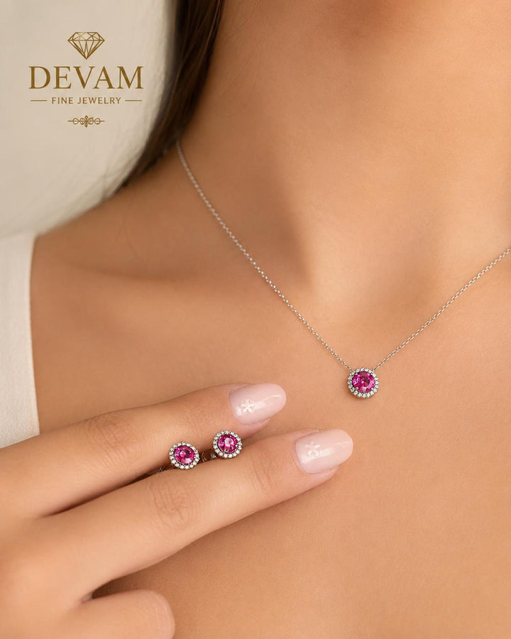 Radiant Daimond Halo Jewelry Set