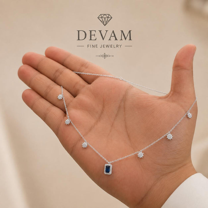 Midnight Sapphire Charm Necklace
