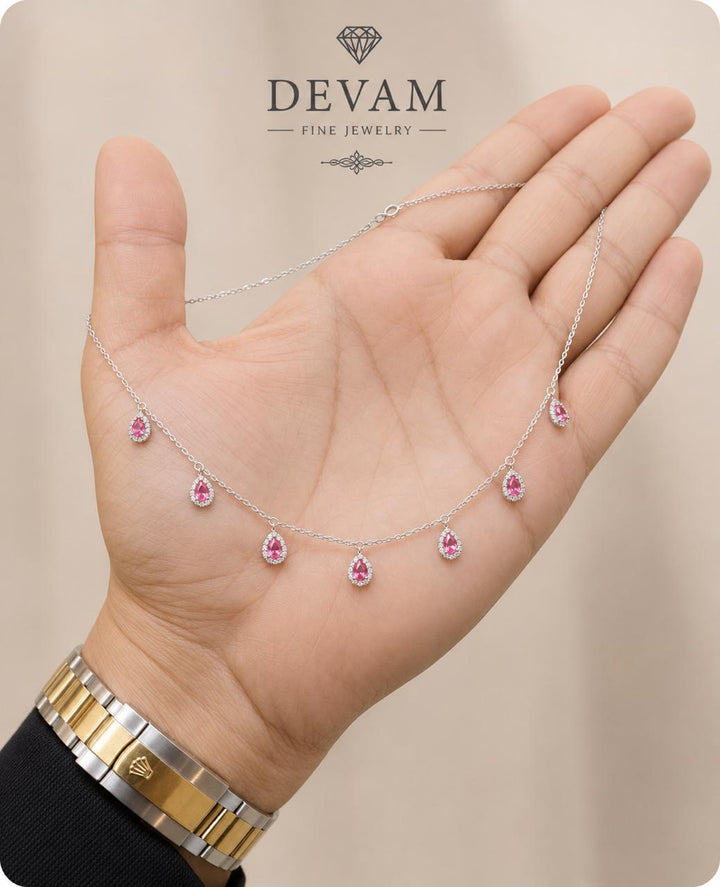 Blush Teardrop Charm Necklace