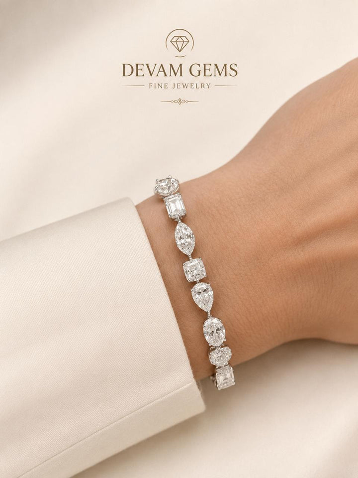 Elegant Multi-Cut Diamond Tennis Bracelet