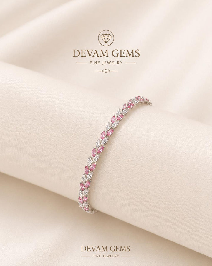 Pink & White Marquise Daimond Bracelet