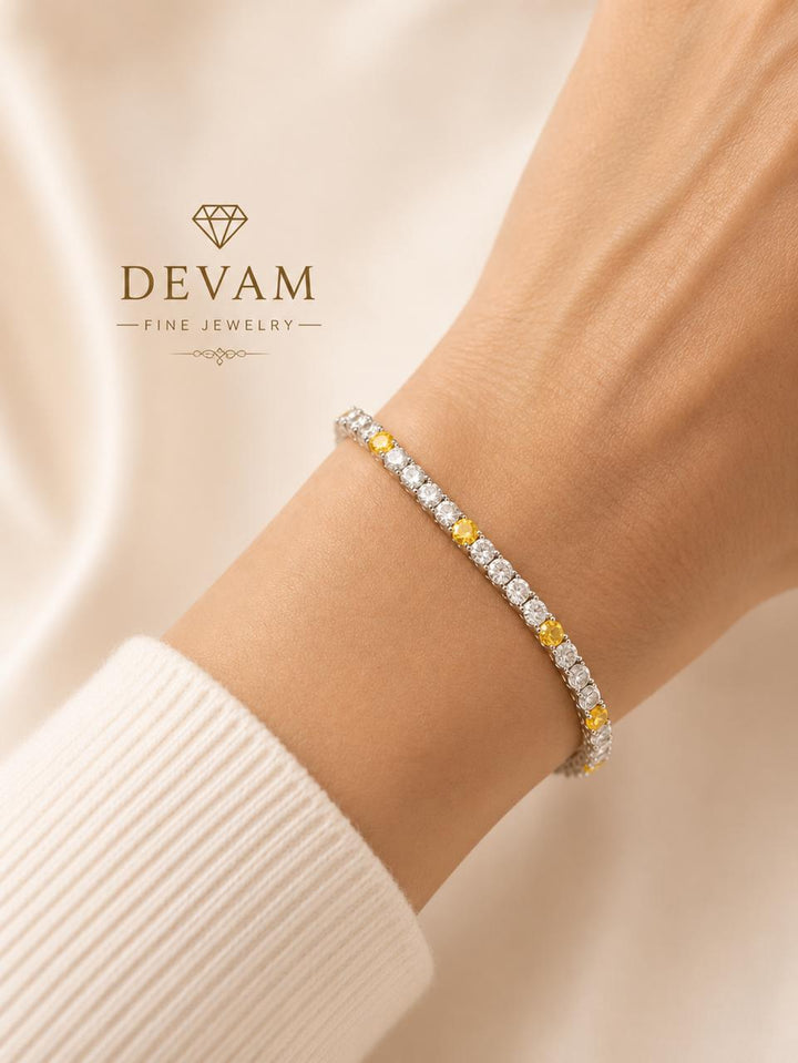 Yellow Sapphire & Diamond Tennis Bracelet