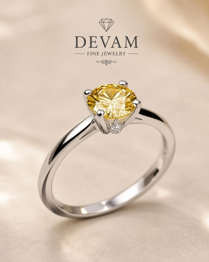 Golden Radiance Solitaire Ring