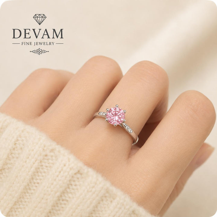 Rosé Blossom Solitaire Ring