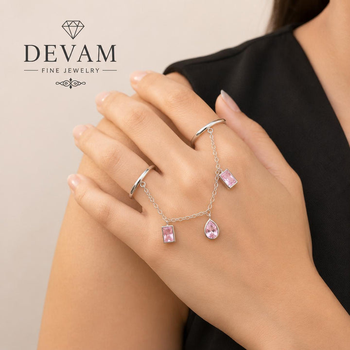 Blush Charm Double Ring Hand Chain