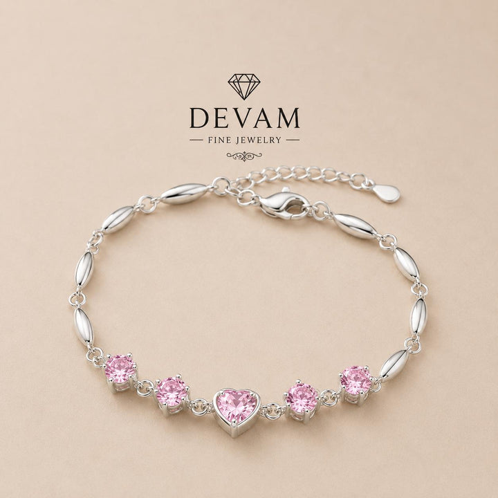 Pink Heart Charm Bracelet