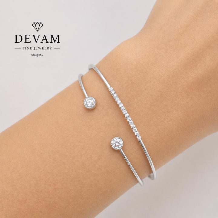 Open Cuff Diamond Bangle Bracelet