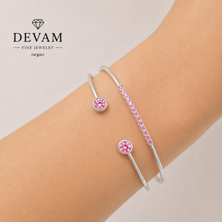 Pink Pavé Open Cuff Bangle Bracelet