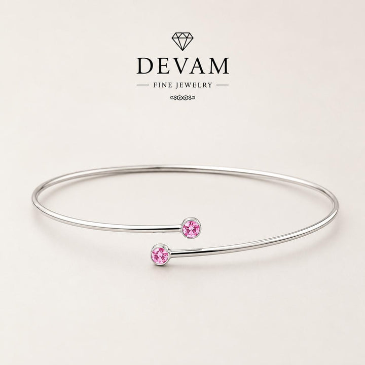 Minimalist Pink Crystal Open Cuff Bangle