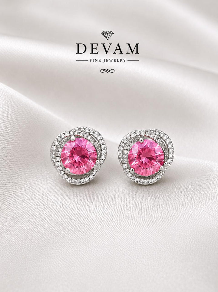 Pink Halo Stud Earrings for Women