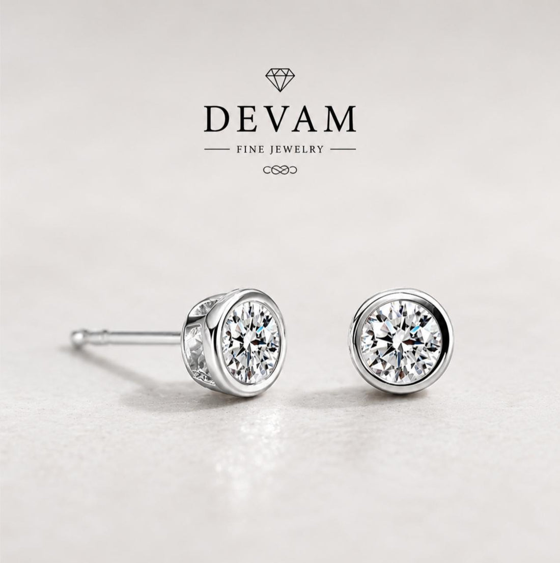 Bezel Set Minimalist Solitaire Earrings