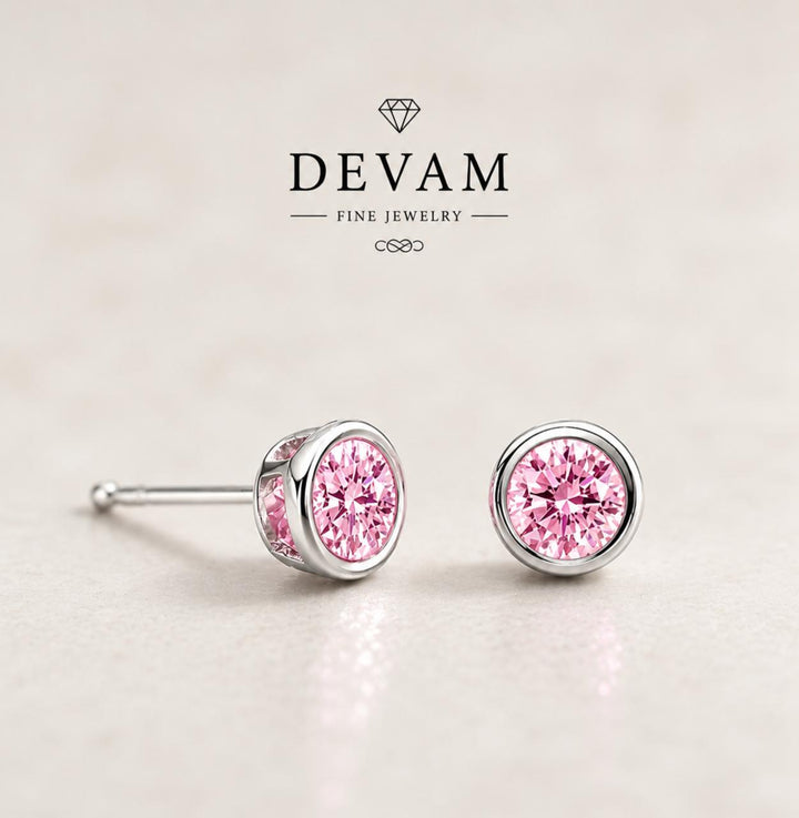 Bezel Set Minimalist Solitaire Earrings