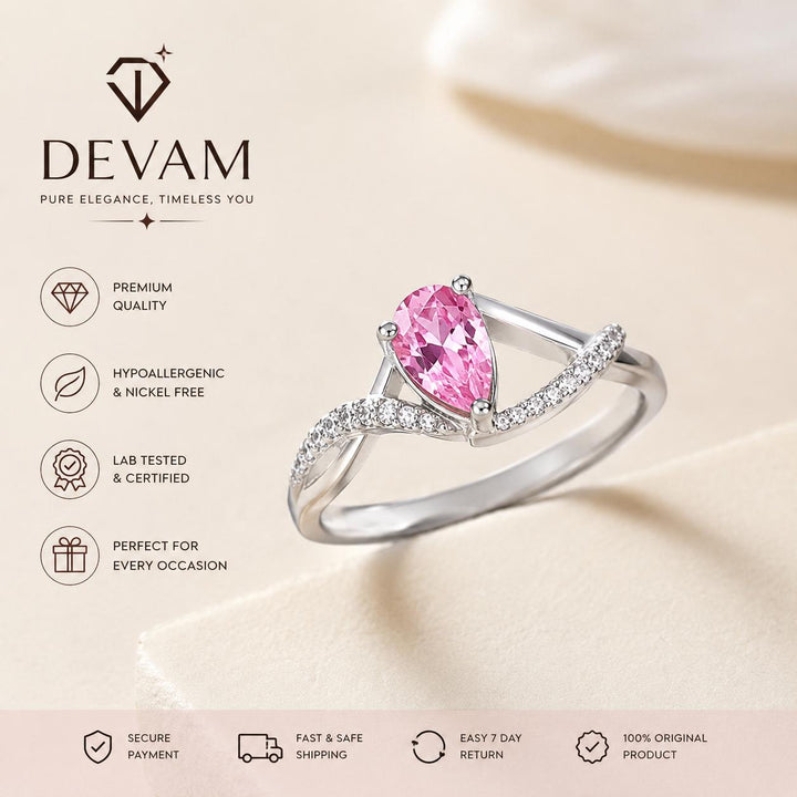 | Teardrop Solitaire Adjustable Ring | Elegant Promise Ring