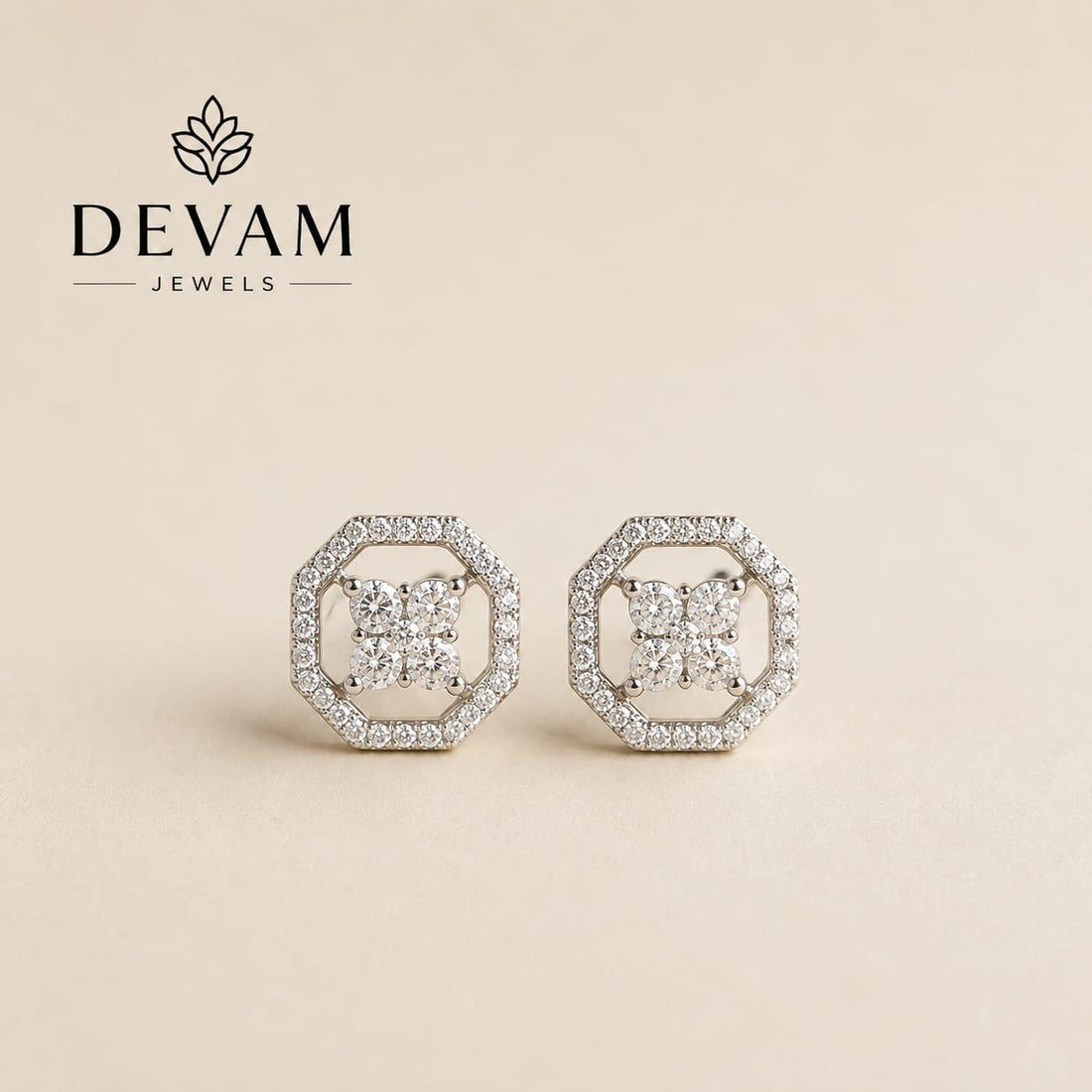 Sparkling Four Stone Geometric Design