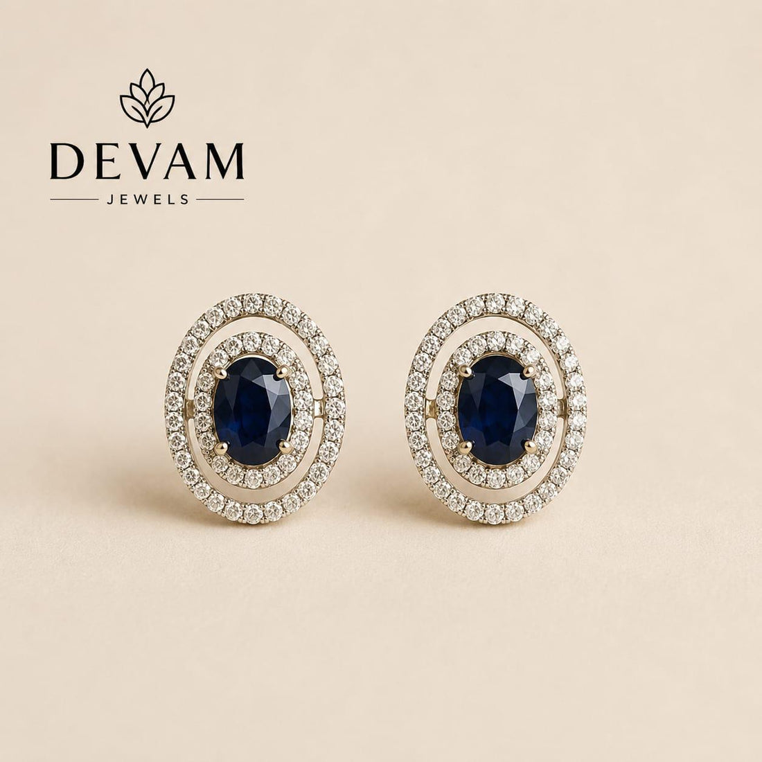 Double Halo Sparkling Stone Party Wear Earrings