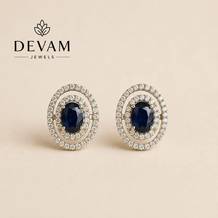 Double Halo Sparkling Stone Party Wear Earrings