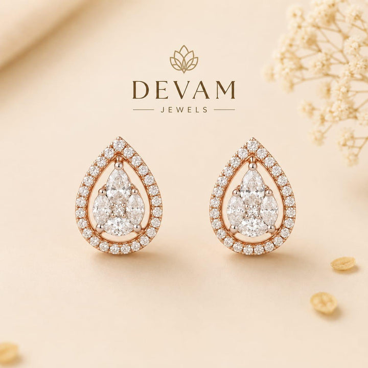 Floral Crystal Design Rose Gold Party Wear