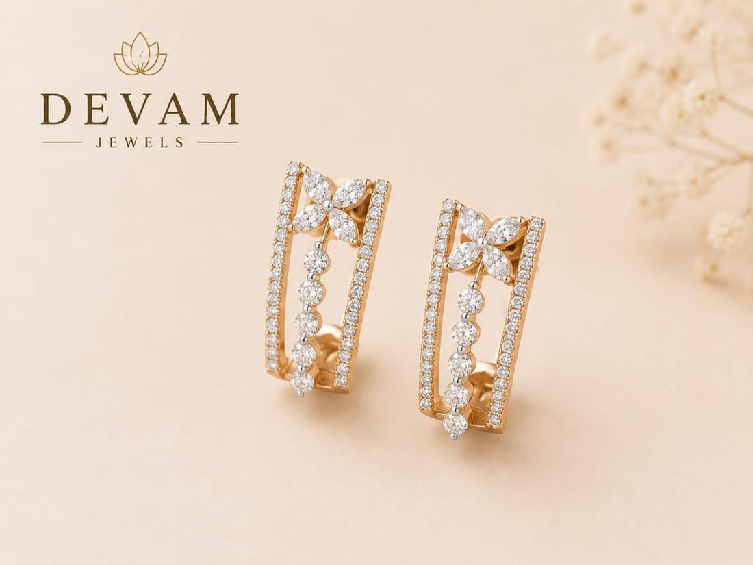 Crystal Studded Golden Hoop Earrings