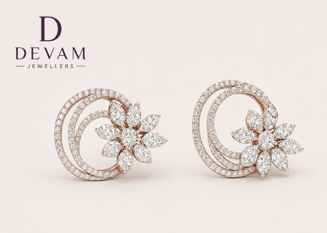 Elegant Floral Crystal Studded Hoop Earrings