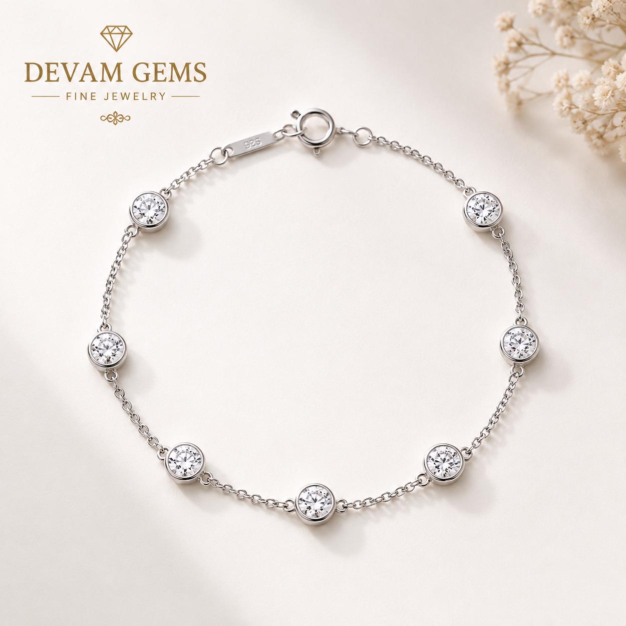 Elegant Silver Crystal Beaded Chain Bracelet