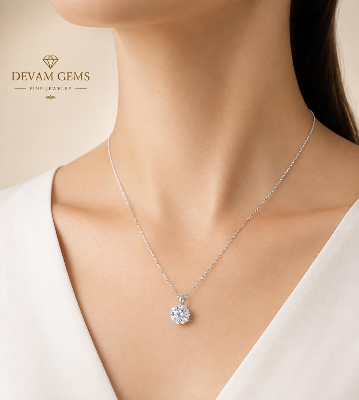 Elegant Round Solitaire Pendant Necklace for Women