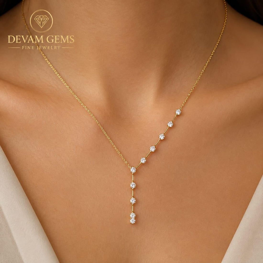 Elegant Gold Tone Crystal Y-Style Necklace for Women