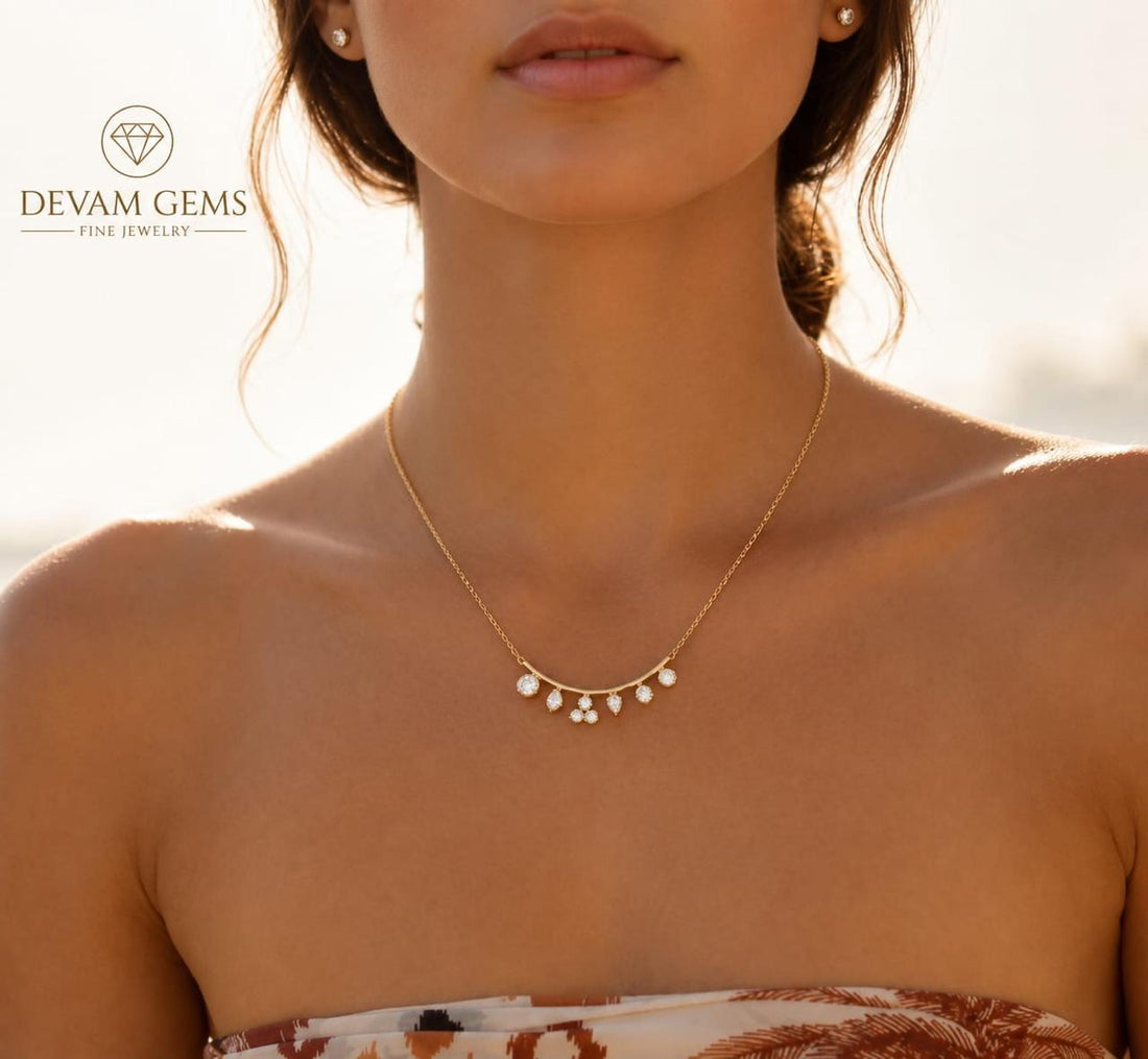 Elegant Gold Tone Dainty Crystal Pendant Necklace for Women