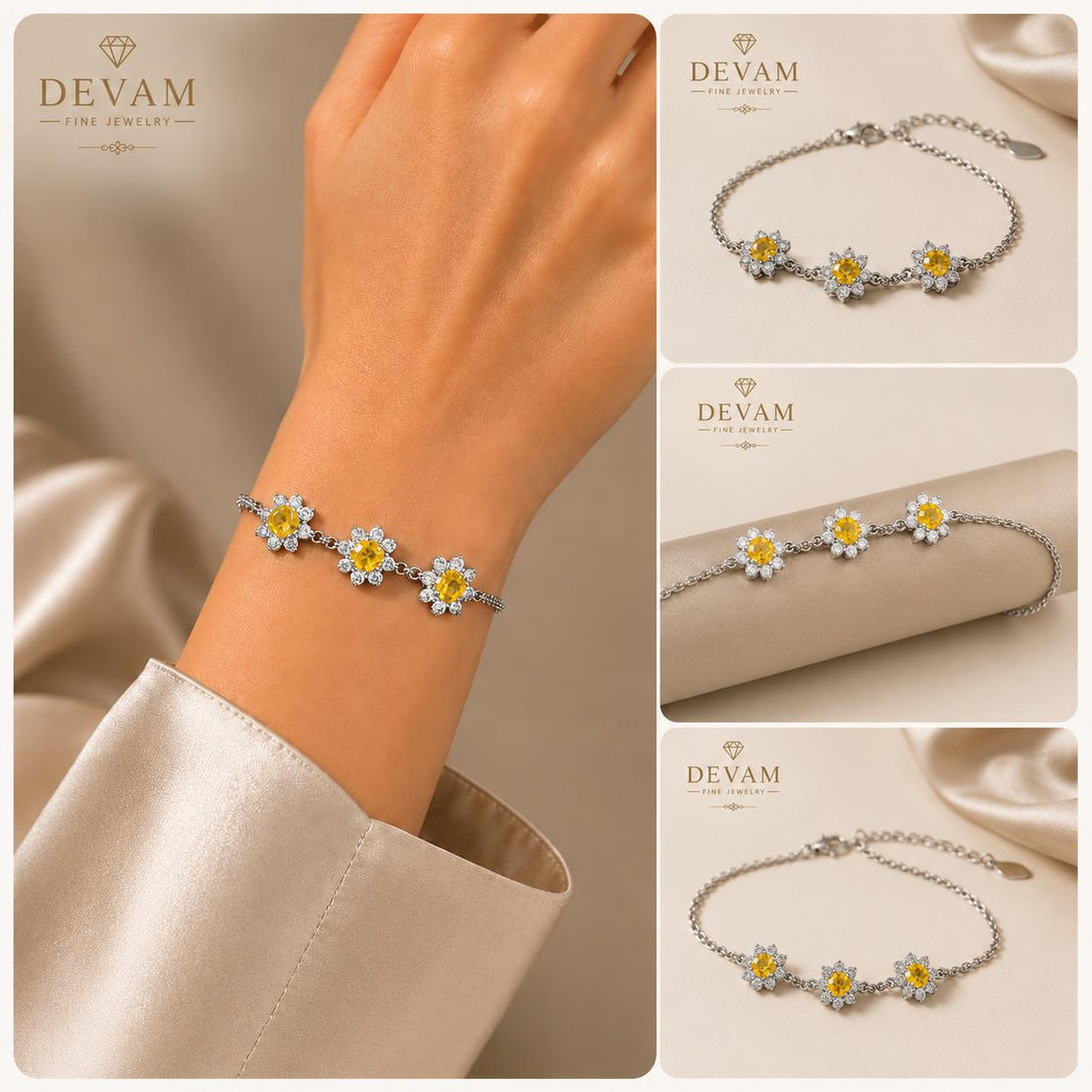 Sunflower Bloom Diamond Bracelet