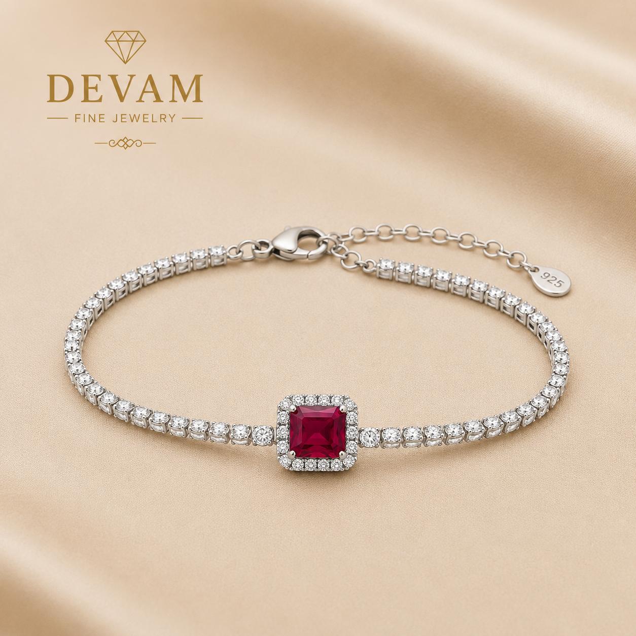 Royal Ruby Halo Tennis Bracelet