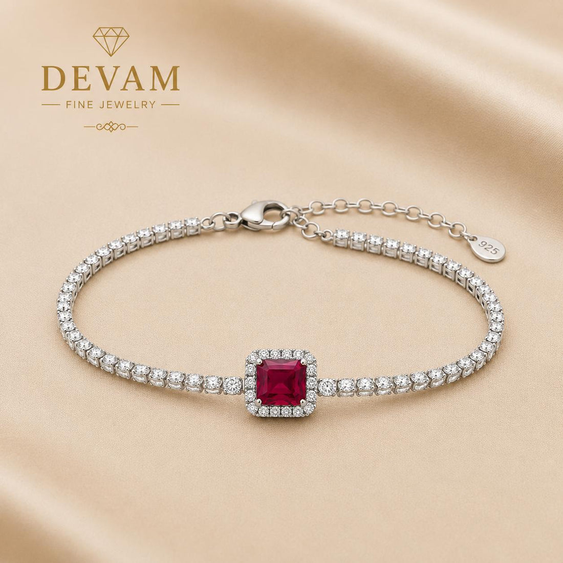 Royal Ruby Halo Tennis Bracelet