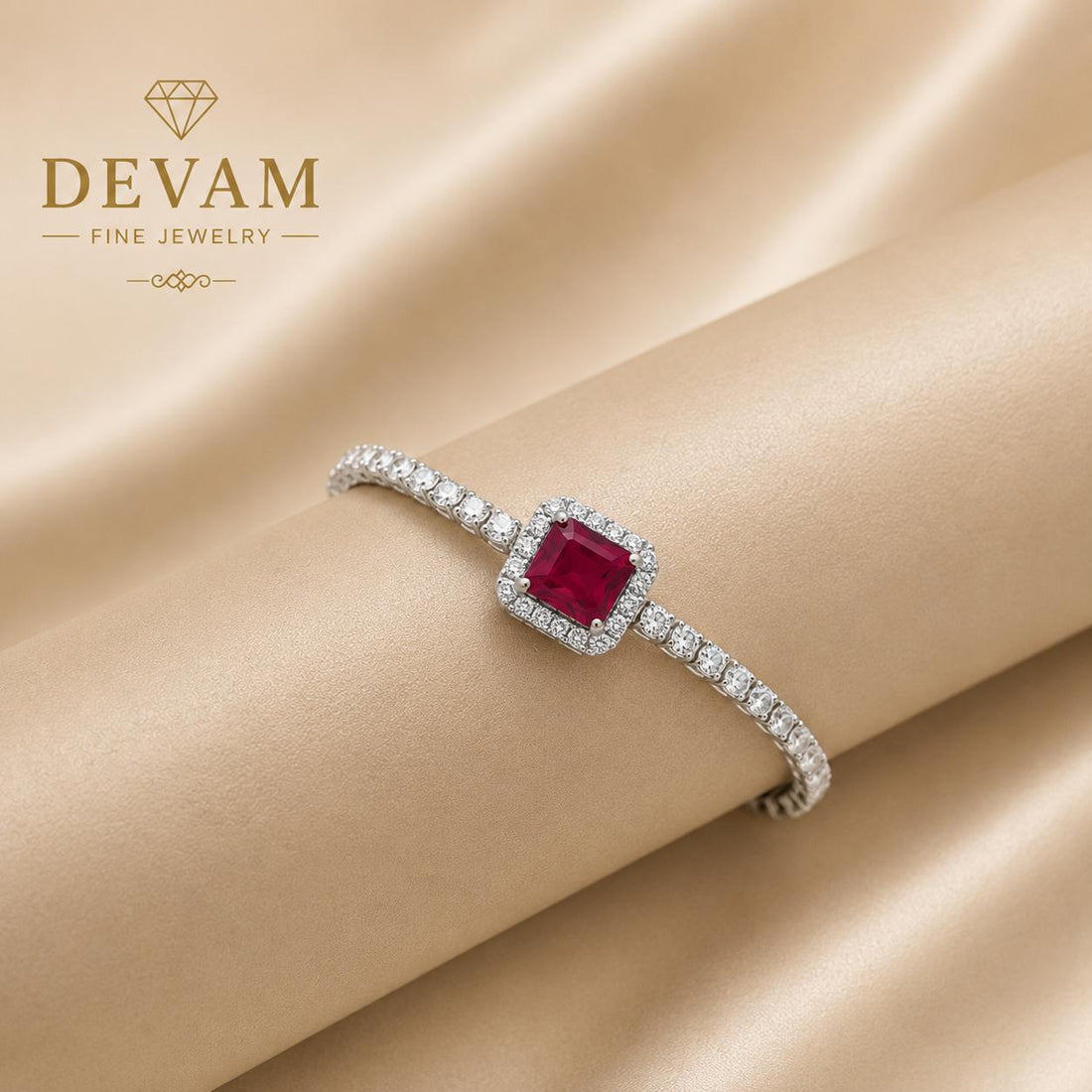 Royal Ruby Halo Tennis Bracelet