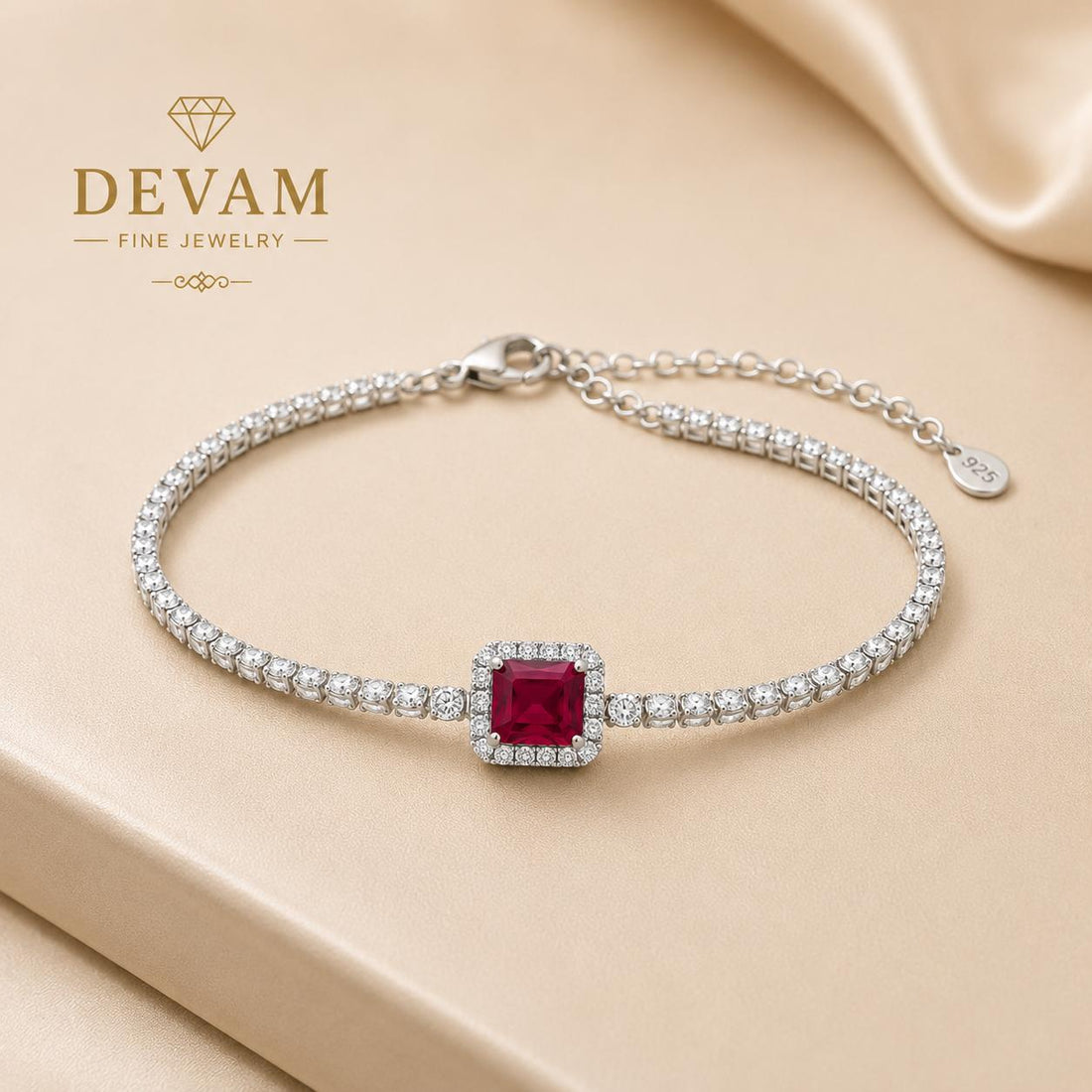 Royal Ruby Halo Tennis Bracelet