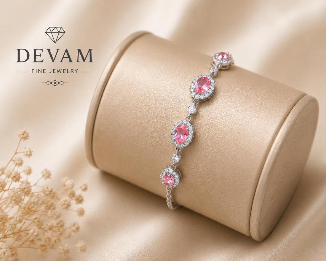 Blush Oval Halo Link Bracelet