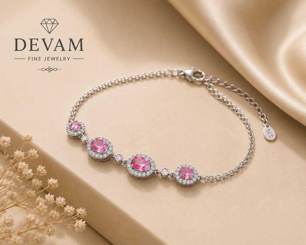 Blush Oval Halo Link Bracelet