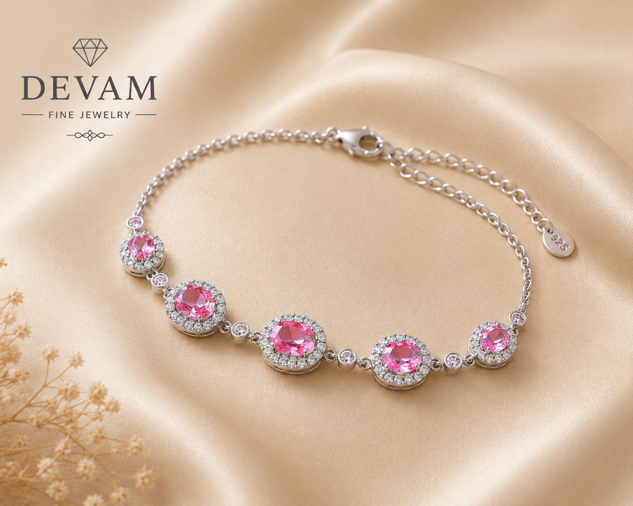 Blush Oval Halo Link Bracelet