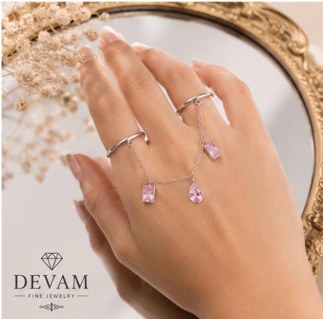 Blush Charm Double Ring Hand Chain