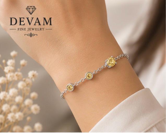 Golden Glow Solitaire Bracelet