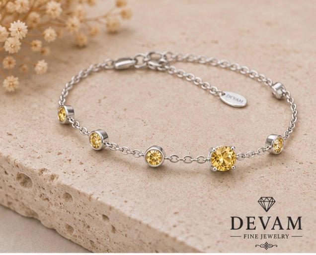 Golden Glow Solitaire Bracelet