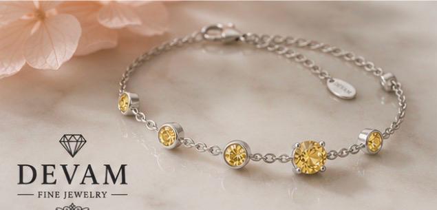 Golden Glow Solitaire Bracelet